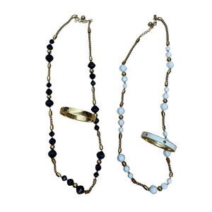 Kate Spade‎ Statement Necklace Bracelet Bangle Lot Cut to the Chase Idiom Gold
